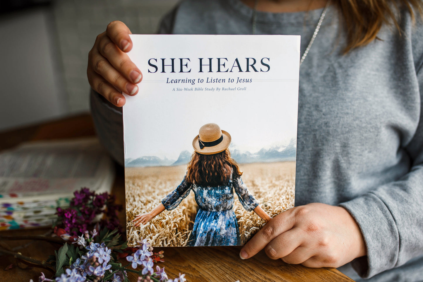 Cover She Hears Bible Study, Learning to Listen to Jesus, a Six Week Bible Study on the book of John